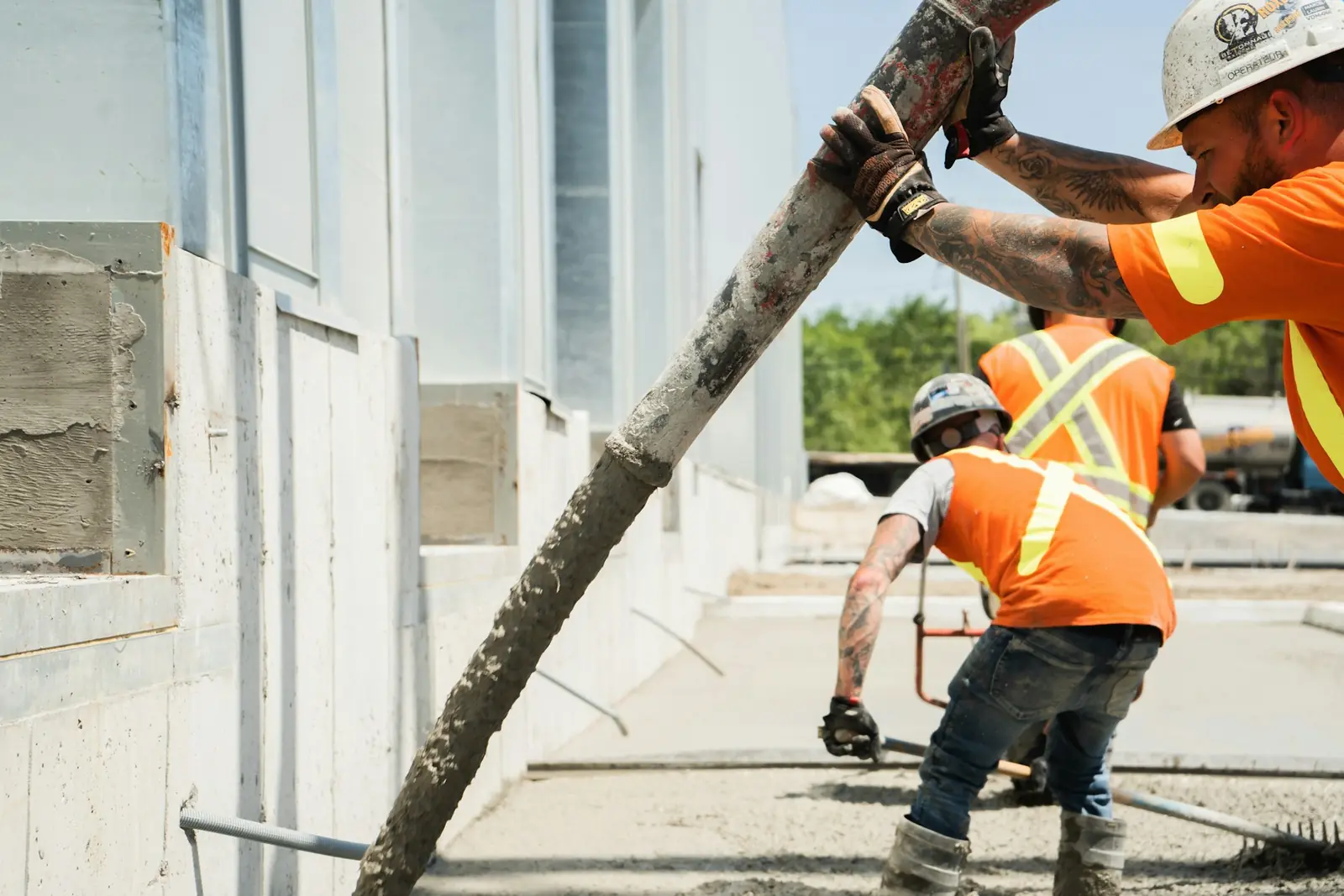 Concrete placed from a chute into forms on a residential job in Troy, MI
